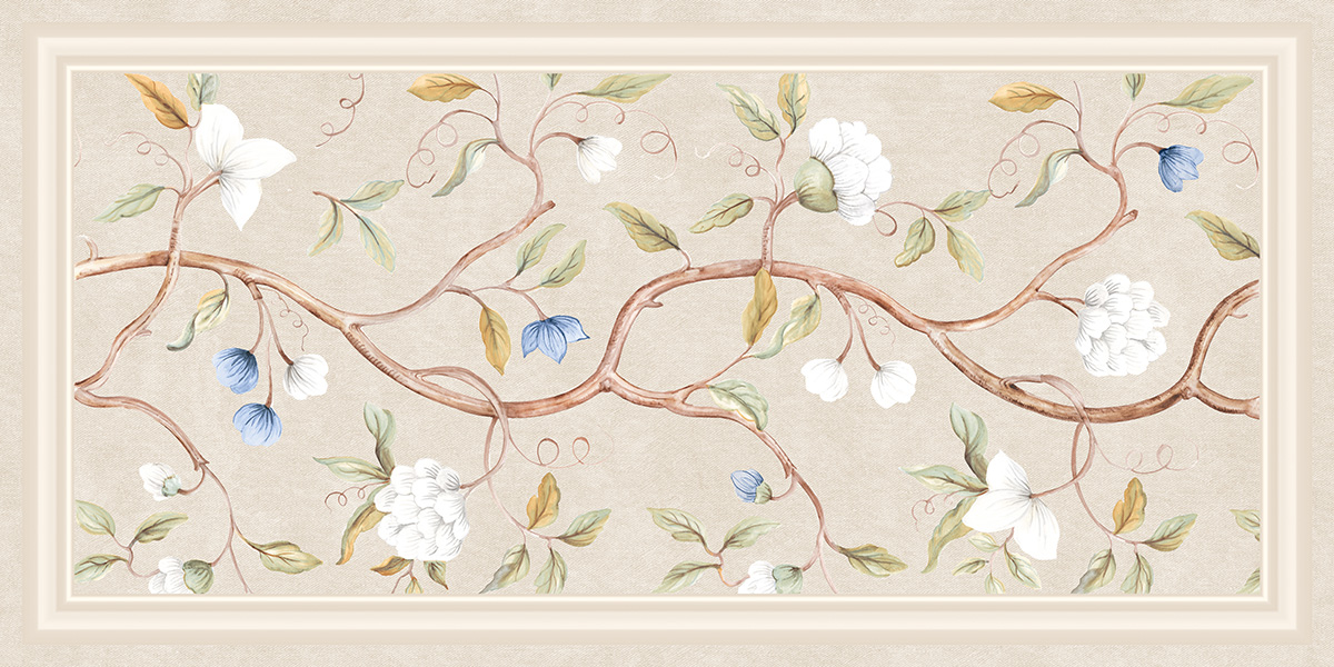Denim Cream Frame Blossom