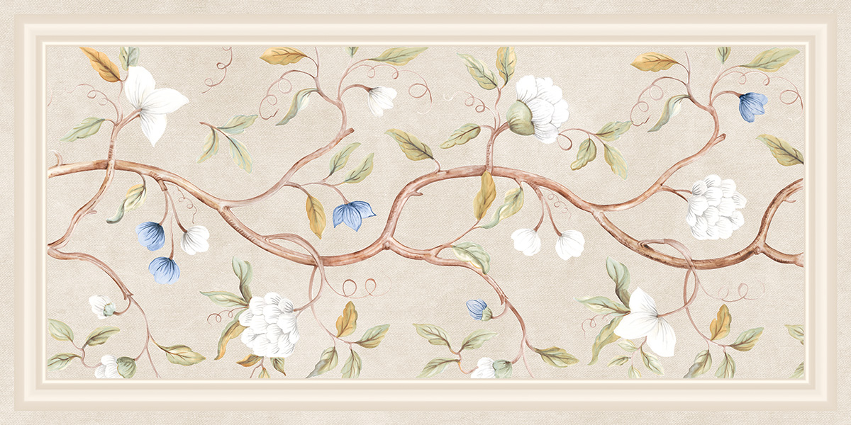 Denim Cream Frame Blossom