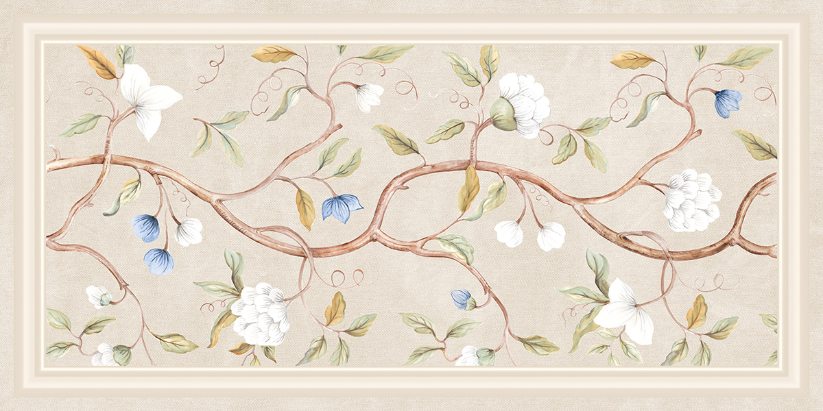 Denim Cream Frame Blossom